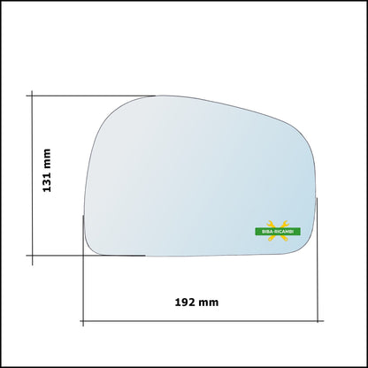 Vetro Specchio Retrovisore Asferico Lato Sx-Guidatore Per Tata Safari (42_FD) dal 1998&gt; BIBA-RICAMBI