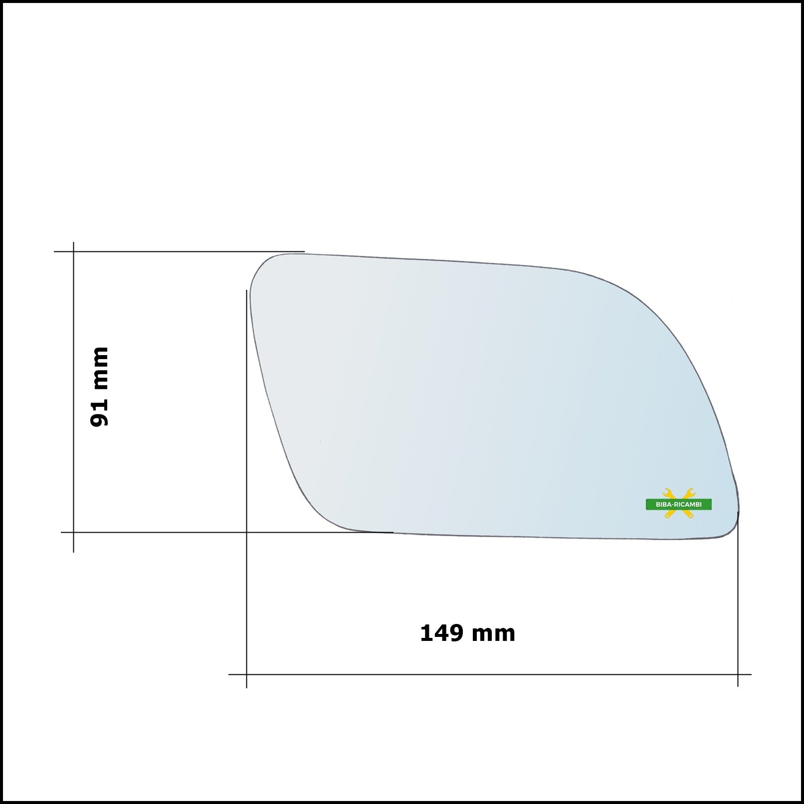 Vetro Specchio Retrovisore Cromato Lato Sx-Guidatore Per Volkswagen Polo (9N) solo dal 2002-2005 BIBA-RICAMBI