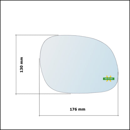 Vetro Specchio Retrovisore Cromato Lato Dx-Passeggero Per Kia Carnival I (UP) dal 1998-2001 BIBA-RICAMBI