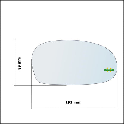 Vetro Specchio Retrovisore Cromato Lato Dx-Passeggero Per Kia Shuma I (FB) dal 1996-2001 BIBA-RICAMBI