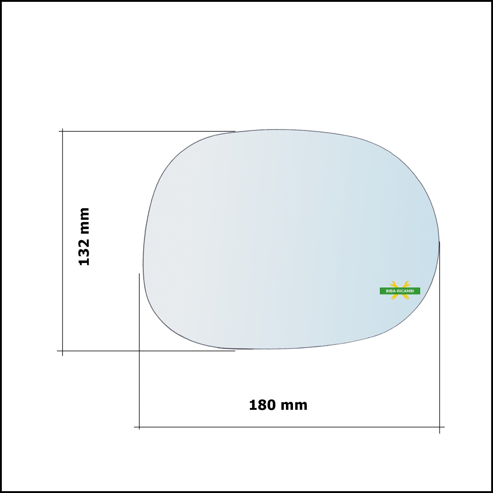Vetro Specchio Retrovisore Cromato Asferico Lato Dx-Passeggero Per DR 1 dal 2010-2014 BIBA-RICAMBI