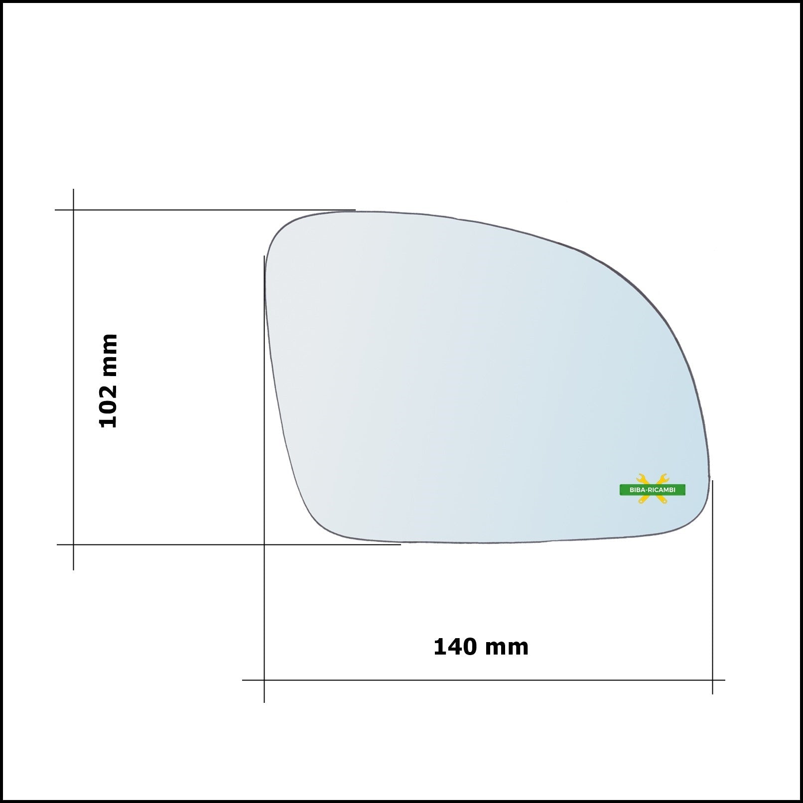 Vetro Specchio Retrovisore Cromato Asferico Lato Dx-Passeggero Per Volkswagen New Beetle dal 2001-2010 BIBA-RICAMBI