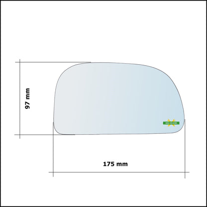 Vetro Specchio Retrovisore Lato Sx-Guidatore Per Mitsubishi Space Star I (DG) dal 1998-2004 BIBA-RICAMBI