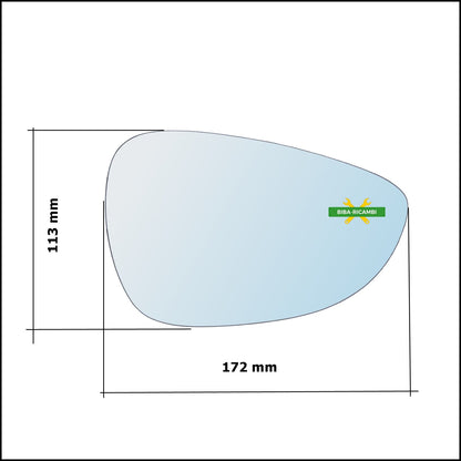 Vetro Specchio Retrovisore Cromato Lato Sx-Guidatore Per Ford B-Max (JK) dal 2012&gt; BIBA-RICAMBI