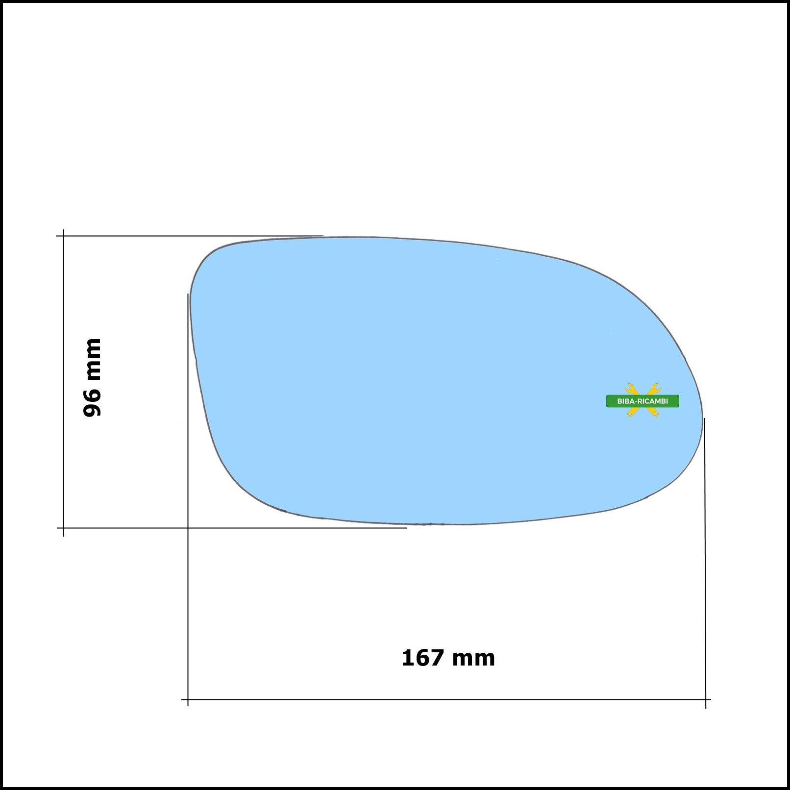 Vetro Specchio Retrovisore Blue Lato Sx-Guidatore Per Mercedes Benz CLK I (C208) dal 1997-2003 BIBA-RICAMBI