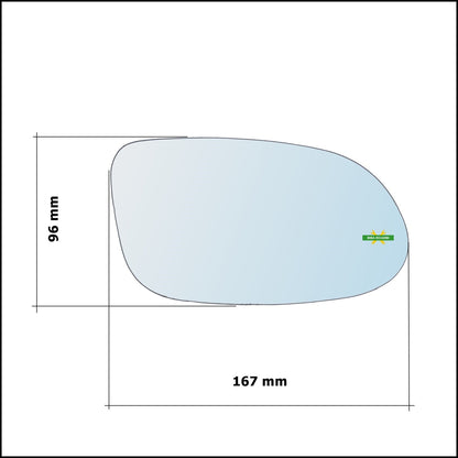 Vetro Specchio Retrovisore Cromato Lato Sx-Guidatore Per Mercedes Benz CLK II (C209,A209) dal 2002-2009 BIBA-RICAMBI