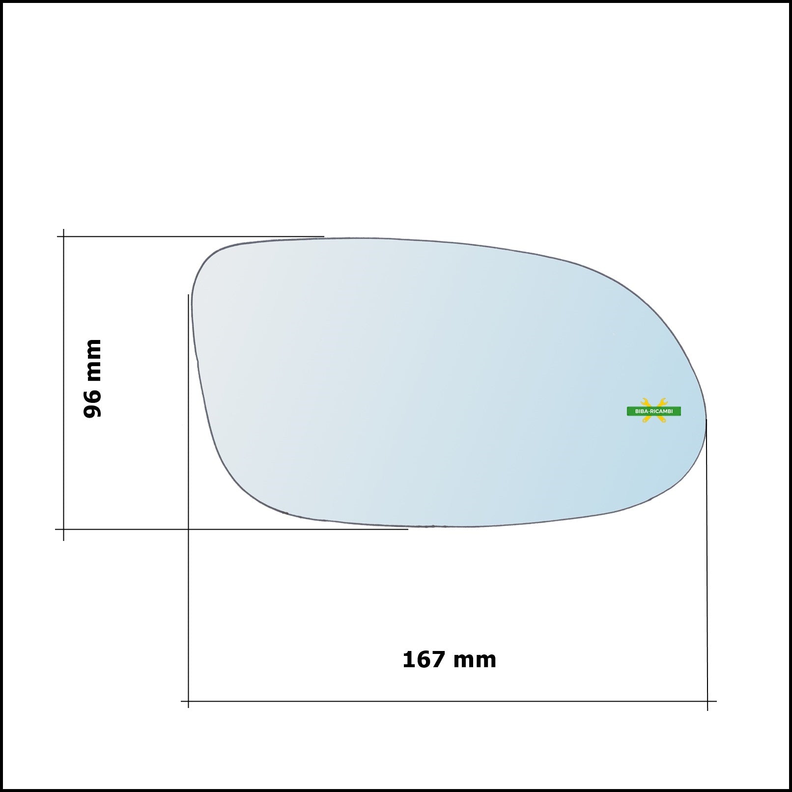 Vetro Specchio Retrovisore Cromato Lato Dx-Passeggero Per Mercedes Benz SLK II (R171) dal 2004-2011 BIBA-RICAMBI