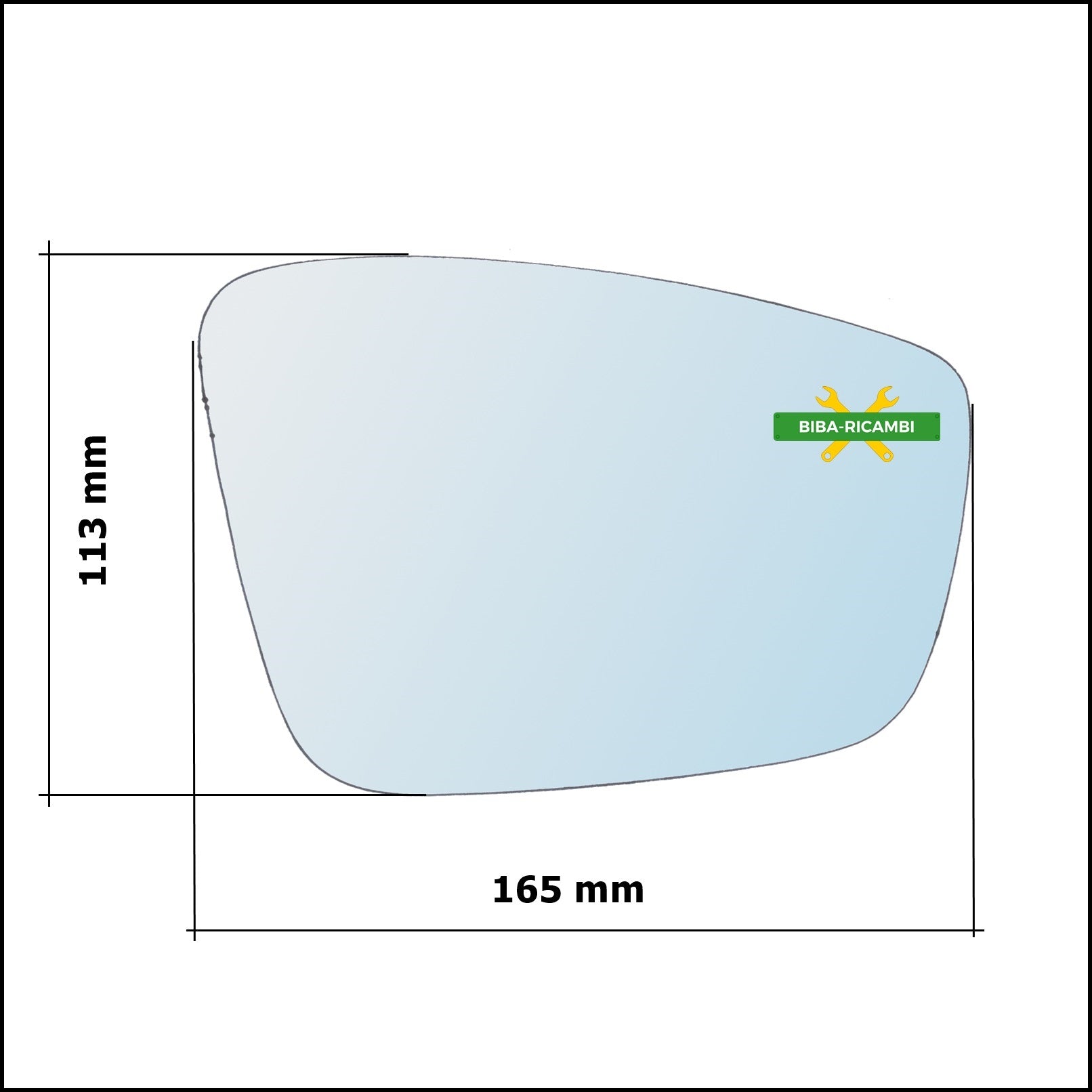 Vetro Specchio Retrovisore Cromato Lato Dx-Passeggero Per Skoda Rapid (NH3) dal 2012&gt; BIBA-RICAMBI