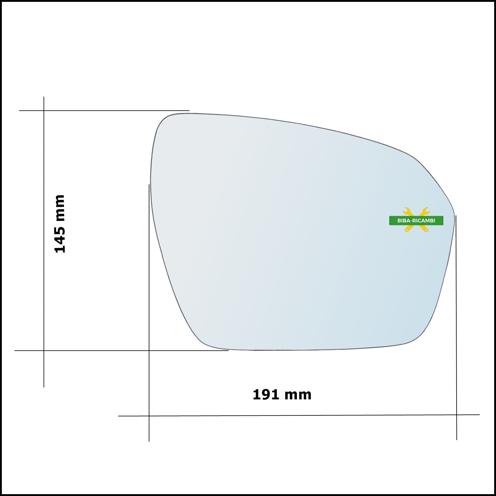 Vetro Specchio Retrovisore Cromato Lato Dx-Passeggero Per L.R Evoque I (L538) dal 2011-2015 BIBA-RICAMBI