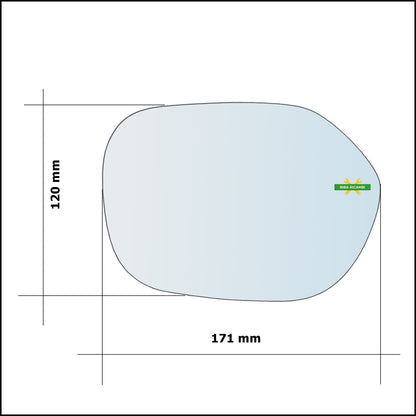 Vetro Specchio Retrovisore Lato Sx-Guidatore Per Toyota Picnic (XM1) dal 1996-2001 BIBA-RICAMBI