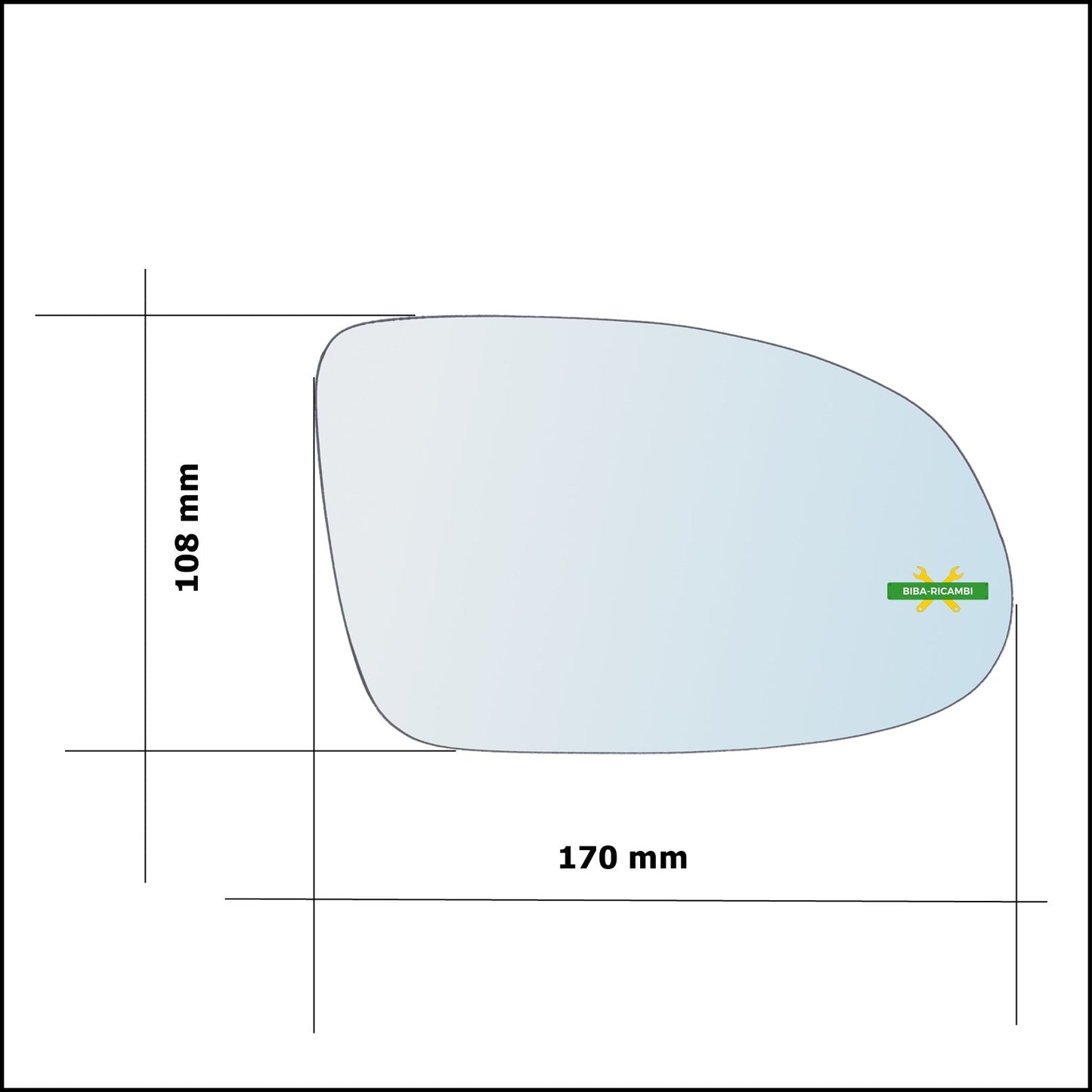 Vetro Specchio Retrovisore Cromato Asferico Lato Dx-Passeggero Per Opel Omega B (V94) dal 1994-2003 BIBA-RICAMBI