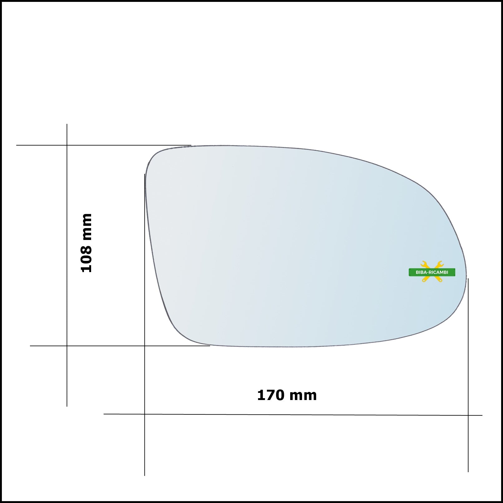 Vetro Specchio Retrovisore Cromato Asferico Lato Dx-Passeggero Per Opel Omega B (V94) dal 1994-2003 BIBA-RICAMBI