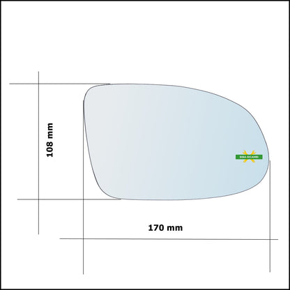 Vetro Specchio Retrovisore Cromato Asferico Lato Dx-Passeggero Per Opel Omega B (V94) dal 1994-2003 BIBA-RICAMBI
