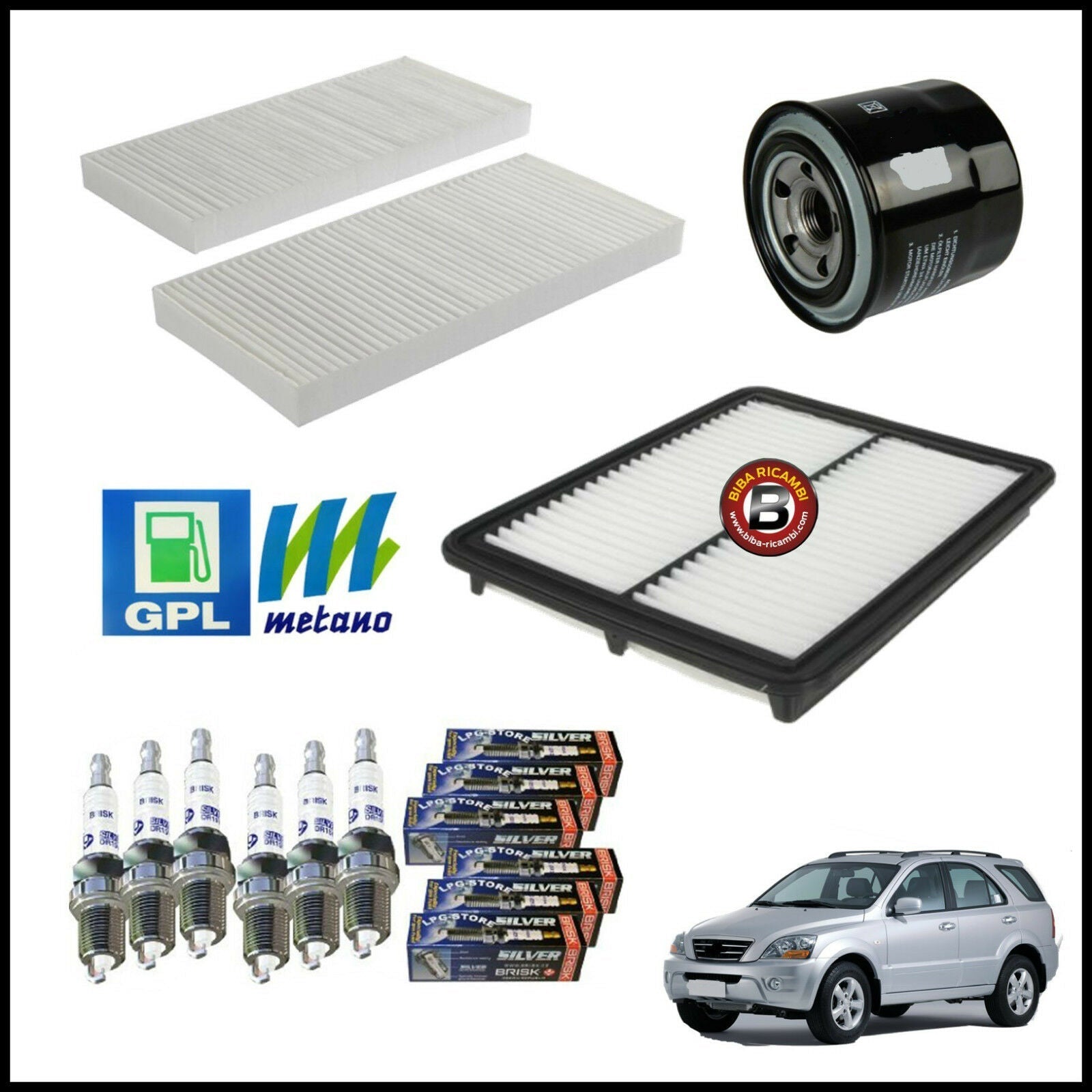 Kit Tagliando Filtri | Candele Per Kia Sorento 3.300 177kw/241cv dal 2002&gt; BIBA-RICAMBI