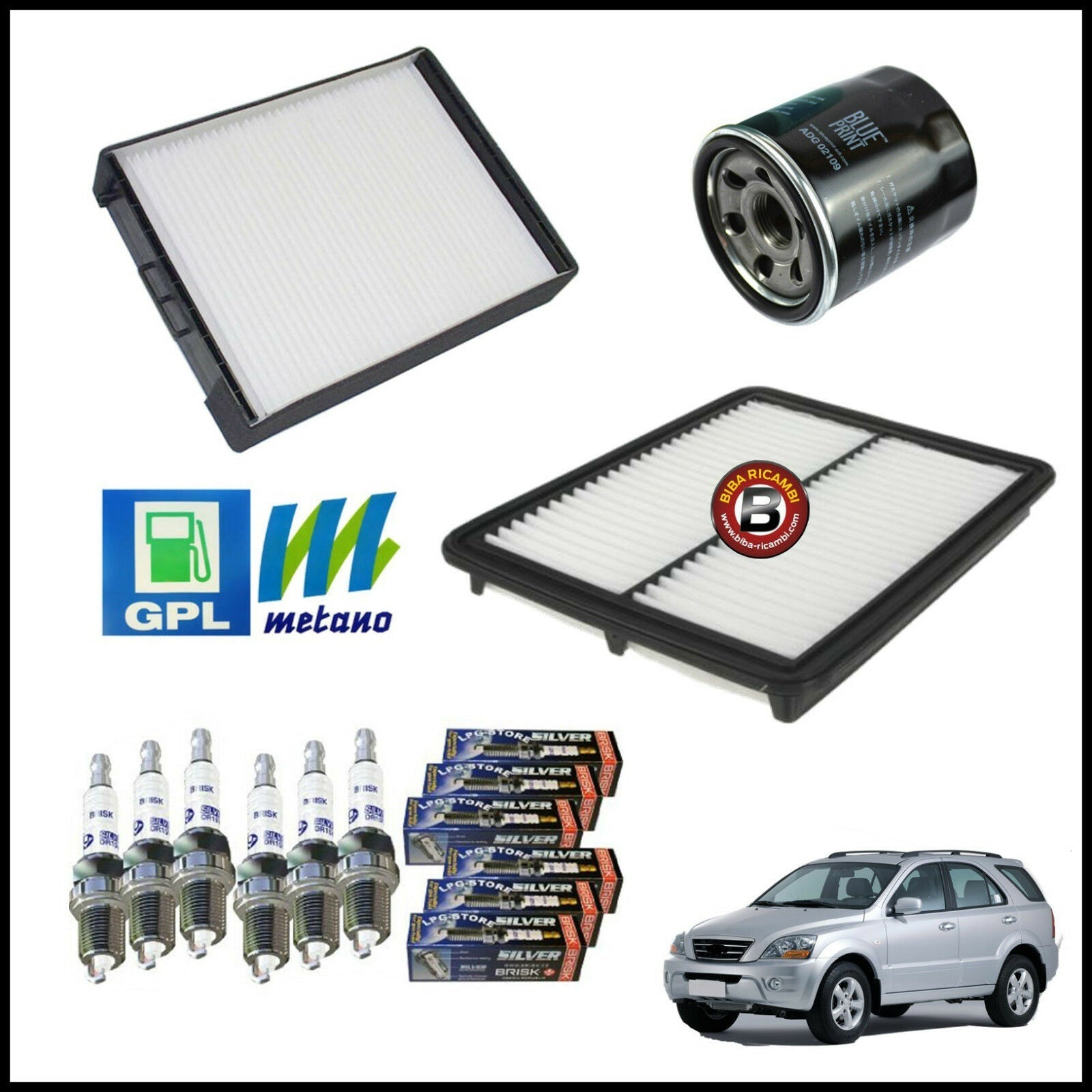 Kit Tagliando Filtri | Candele Per Kia Sorento 3.500 143kw/194cv dal 2002&gt; BIBA-RICAMBI
