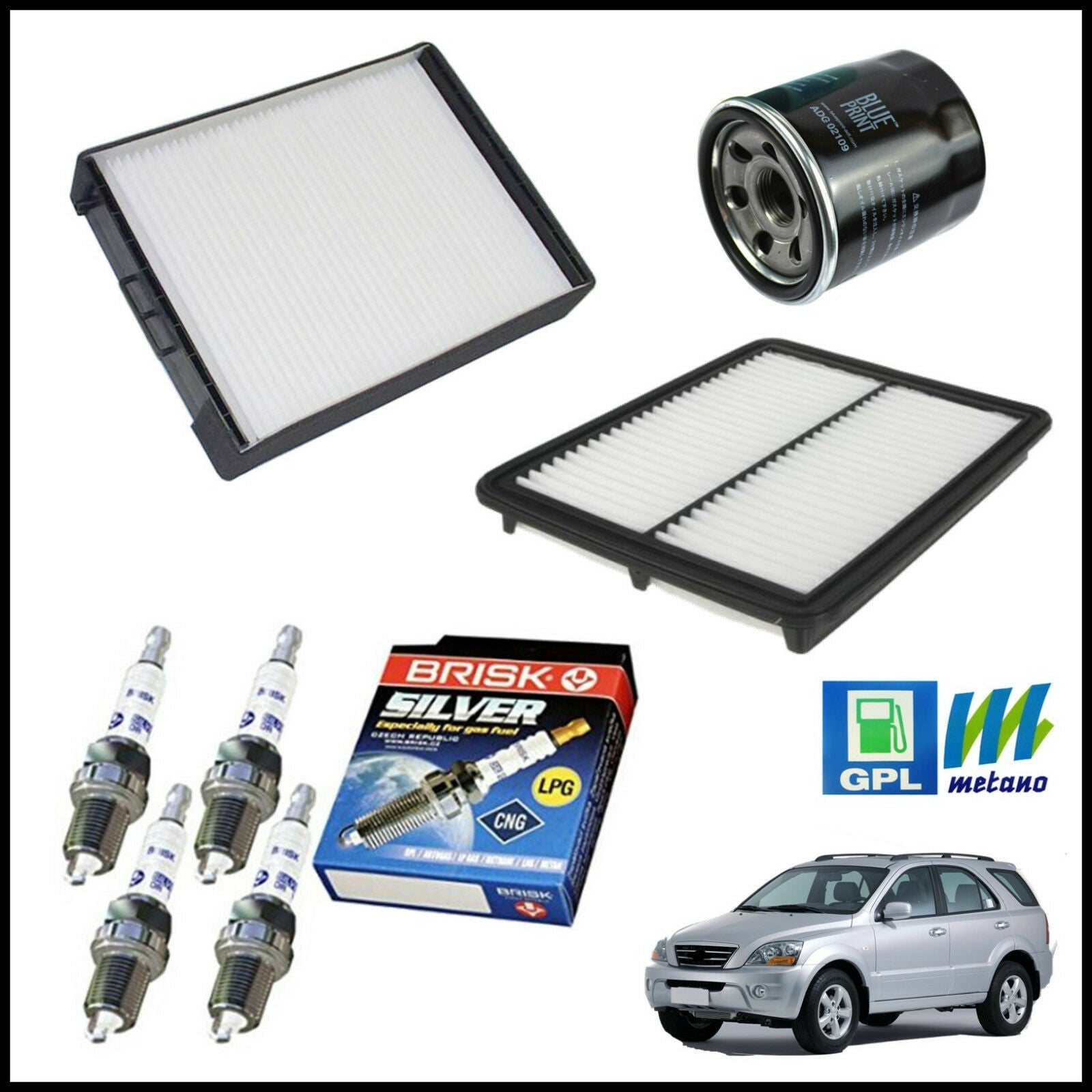 Kit Tagliando Filtri | Candele Per Kia Sorento 2.400 102kw/139cv dal 2002&gt; BIBA-RICAMBI