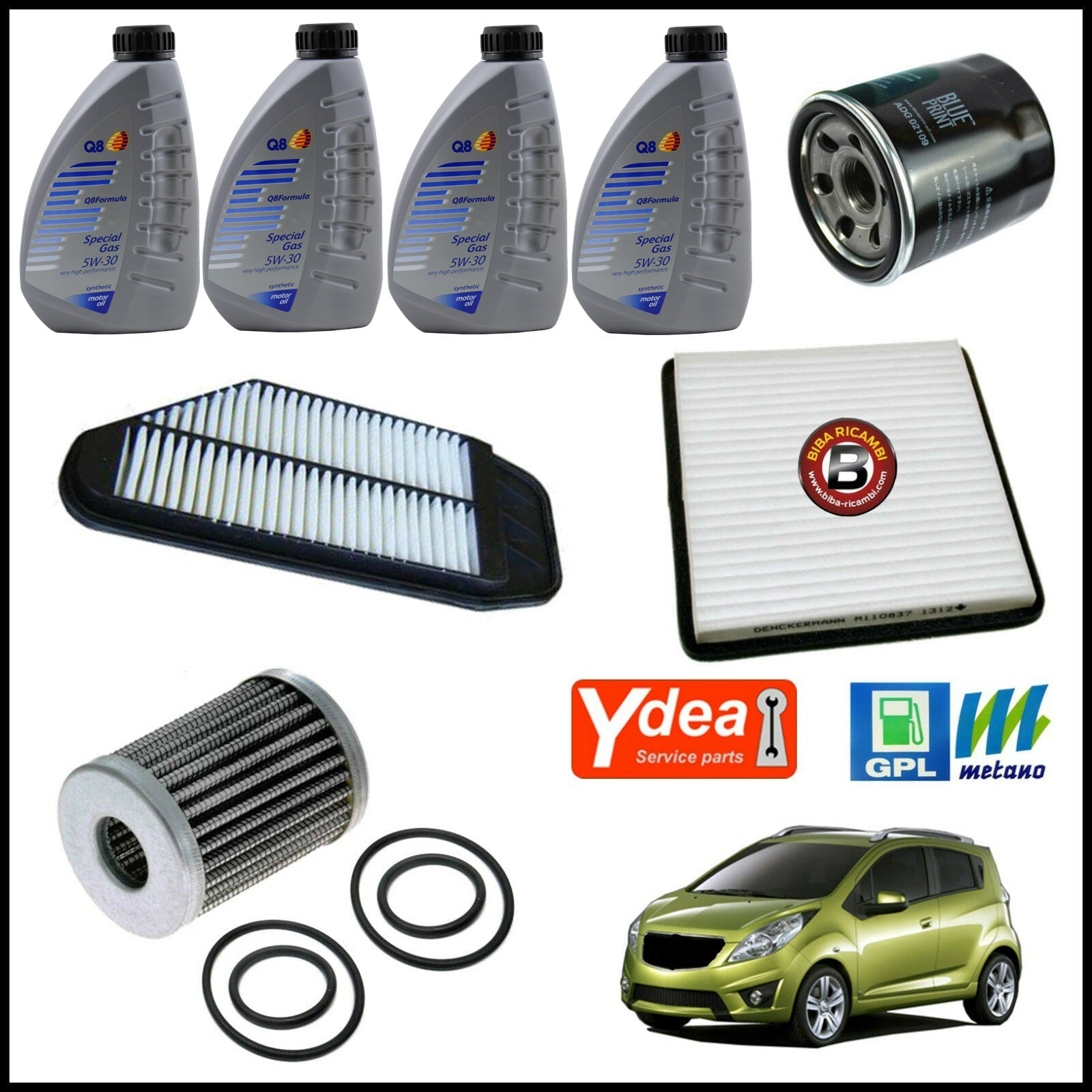 Kit Tagliando Olio | Filtri Per Chevrolet Spark 1.000 GPL 50kw/68cv dal 2010&gt; BIBA-RICAMBI