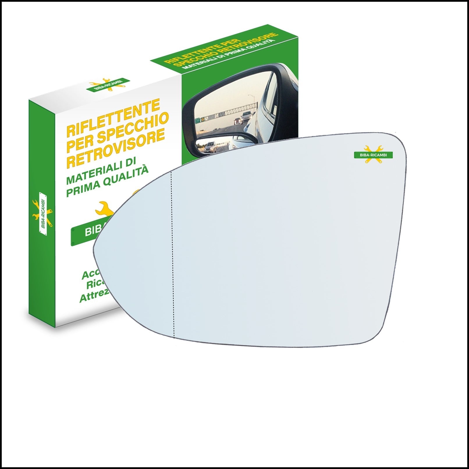 Vetro Specchio Retrovisore Cromato Asferico Lato Sx-Guidatore Per Volkswagen Passat VI (3G) dal 2014&gt; BIBA-RICAMBI