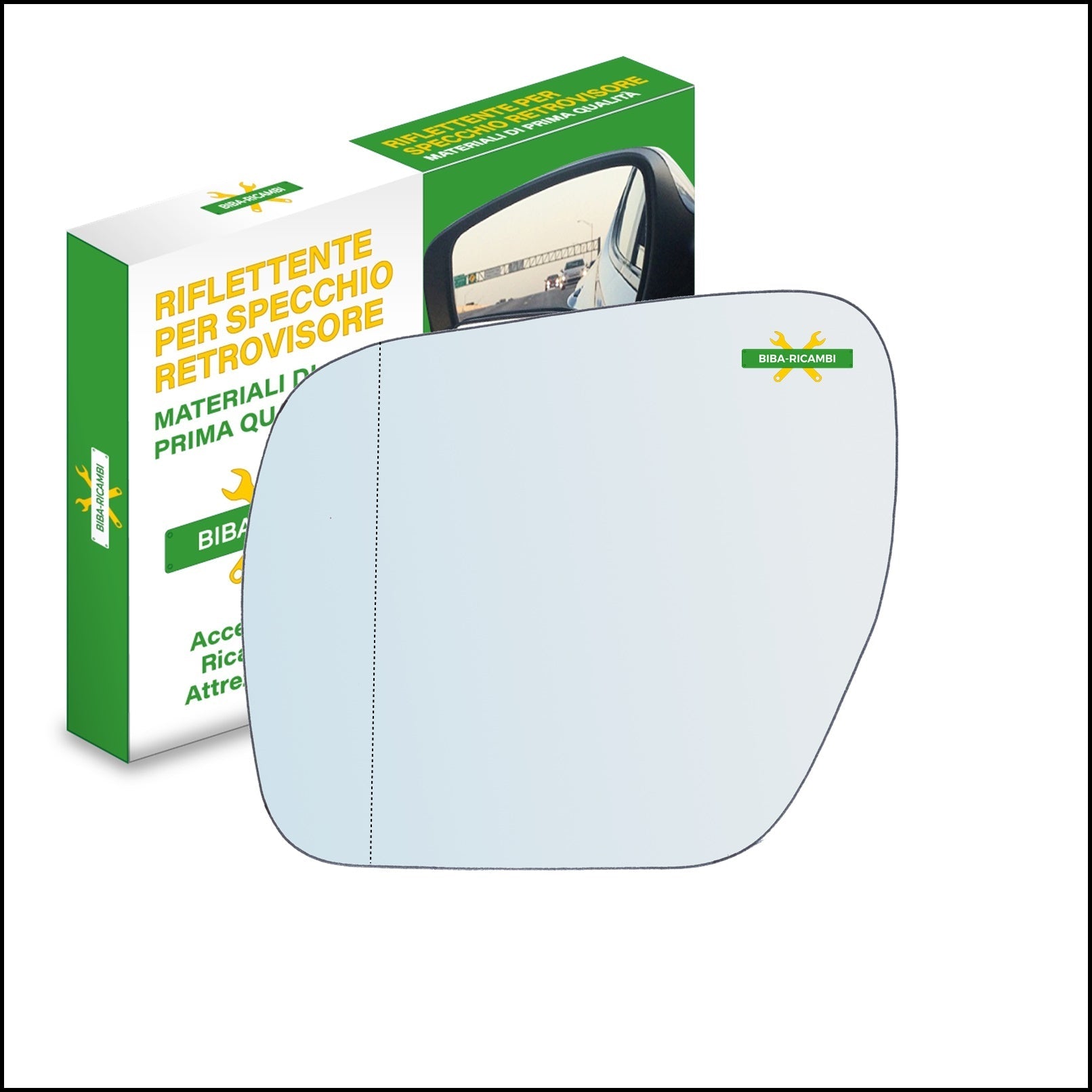 Vetro Specchio Retrovisore Asferico Lato Sx-Guidatore Per Mitsubishi Pajero IV (V8) dal 2006> BIBA-RICAMBI