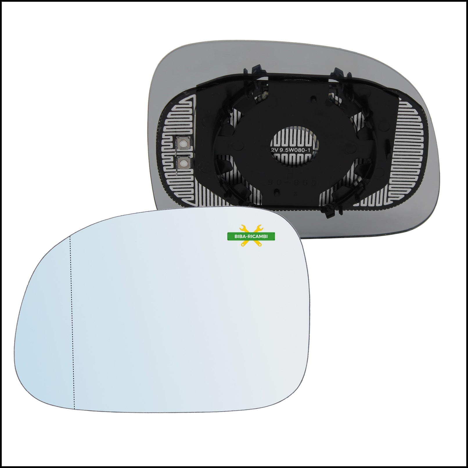 V. Piastra Specchio Retrovisore Termica Asferica Lato Sx-Guidatore Per Fiat Panda II (169) solo dal 2008> (Specchio piu Grande) BIBA-RICAMBI