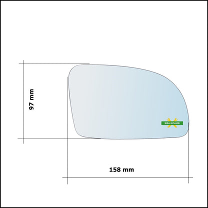 Vetro Specchio Retrovisore Cromato Asferico Lato Sx-Guidatore Per Volkswagen New Beetle dal 2001-2010 BIBA-RICAMBI