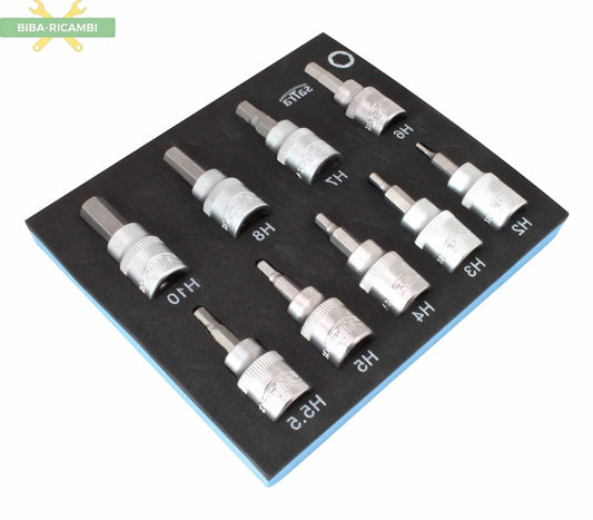 Set di Chiavi a Bussola esagonali 9 pezzi 3/8" BIBA-RICAMBI