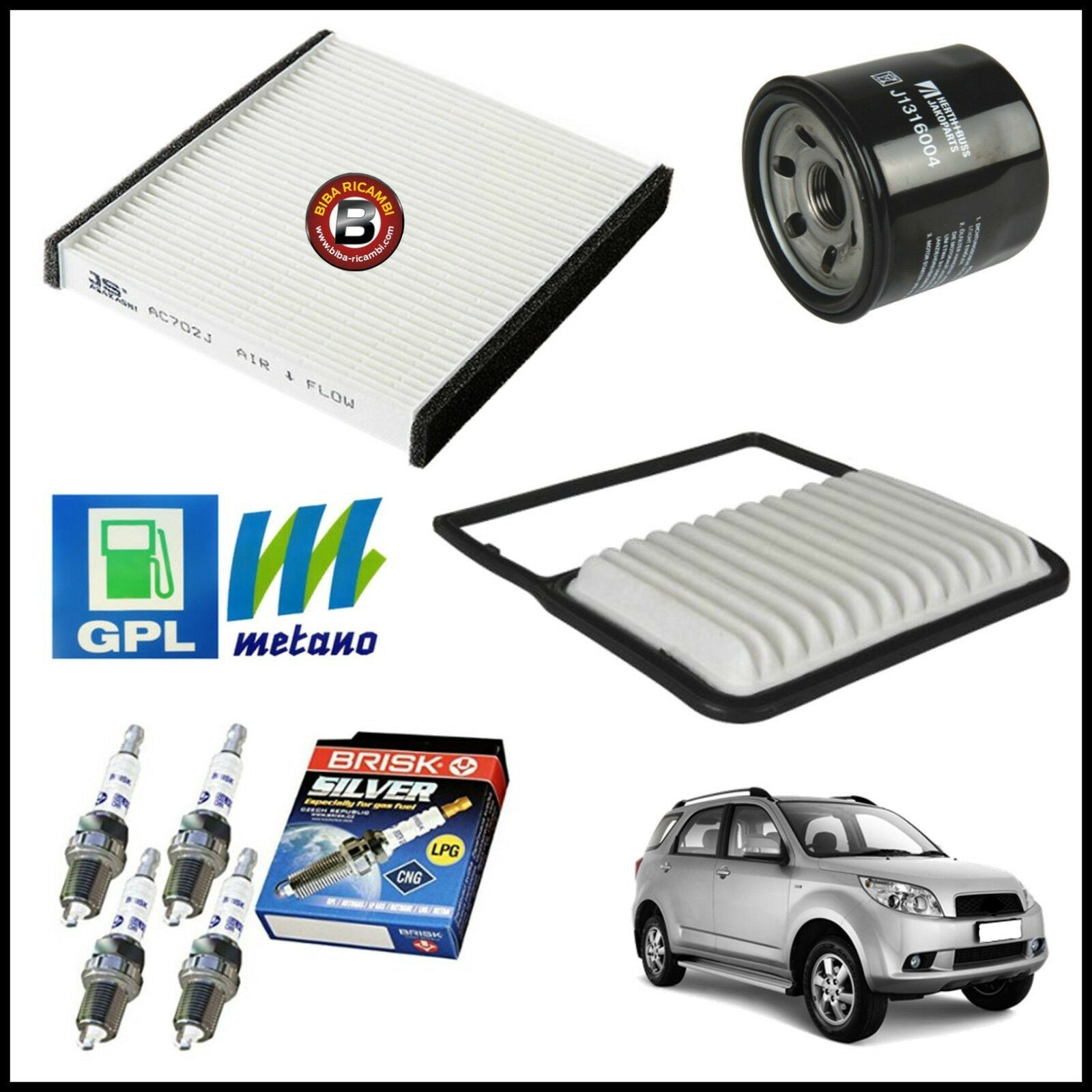 Kit Tagliando Filtri | Candele Per Daihatsu Terios 1.500 77kw/105cv dal 2005&gt; BIBA-RICAMBI