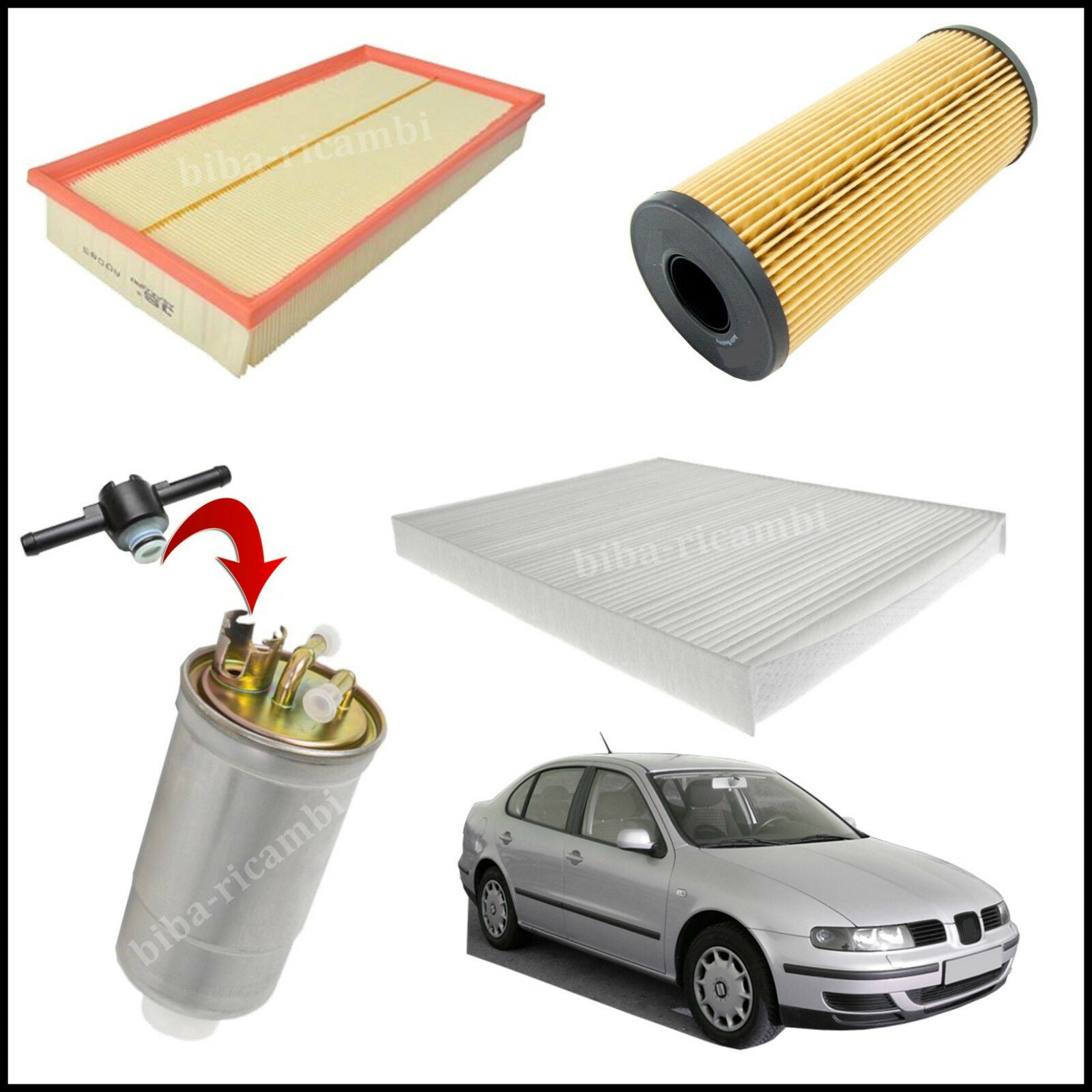 Kit Tagliando Filtri Per Seat Toledo II 1.900 TDI 96kw/130cv dal 2003&gt; BIBA-RICAMBI