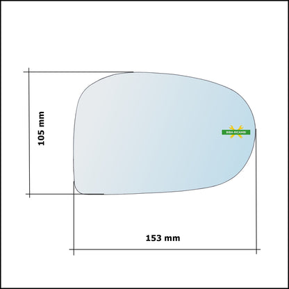 Vetro Specchio Retrovisore Cromato Lato Dx-Passeggero Per Subaru Vivio dal 1992-2000 BIBA-RICAMBI