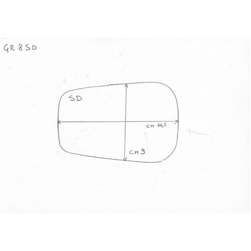 Vetro Specchietto Esterno Lato DX Compatibile Con Fiat 1500 BIBA-RICAMBI