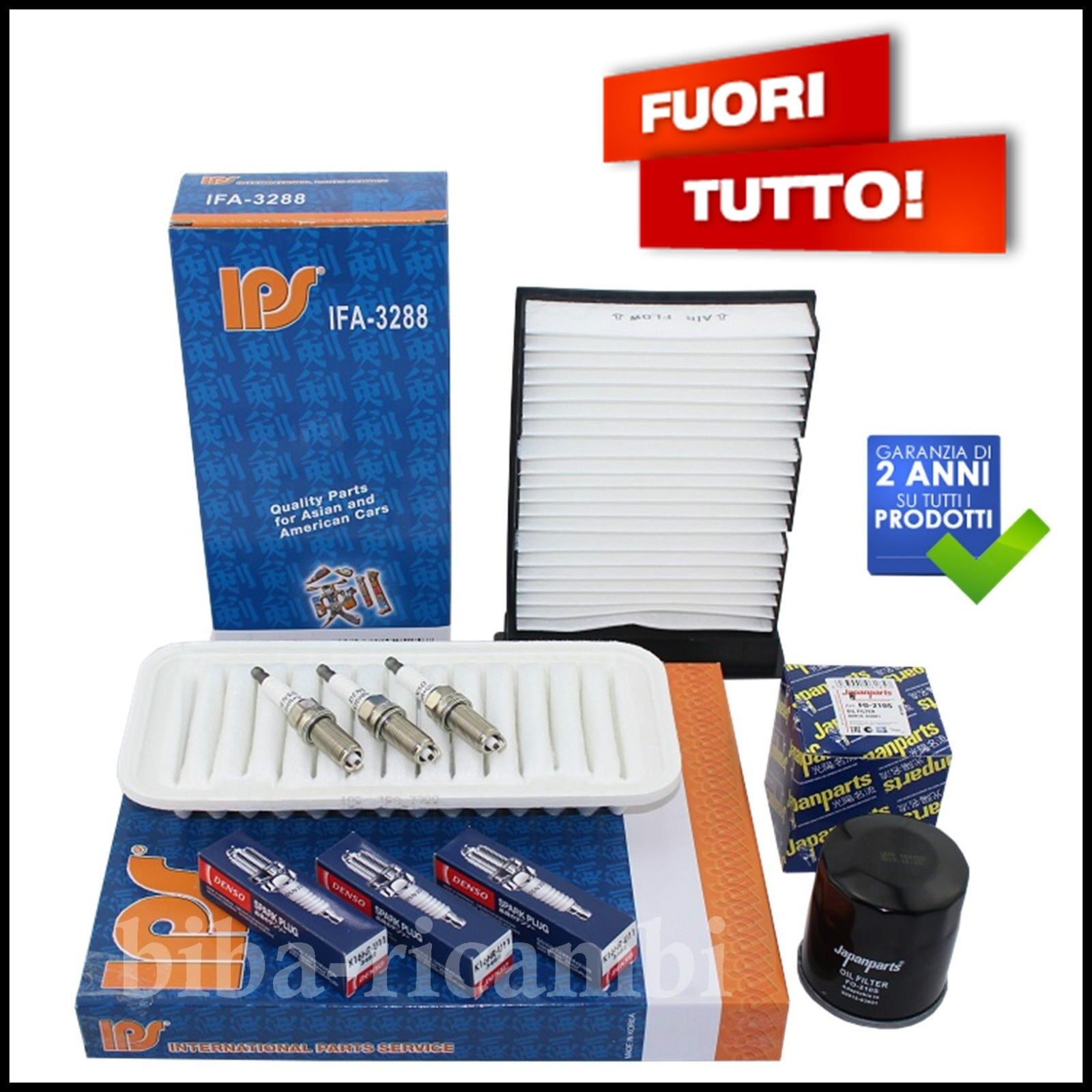 Kit Tagliando Filtri | Candele Per Toyota Yaris 1.000 VVT-i 51kw/69cv dal 2005&gt; BIBA-RICAMBI