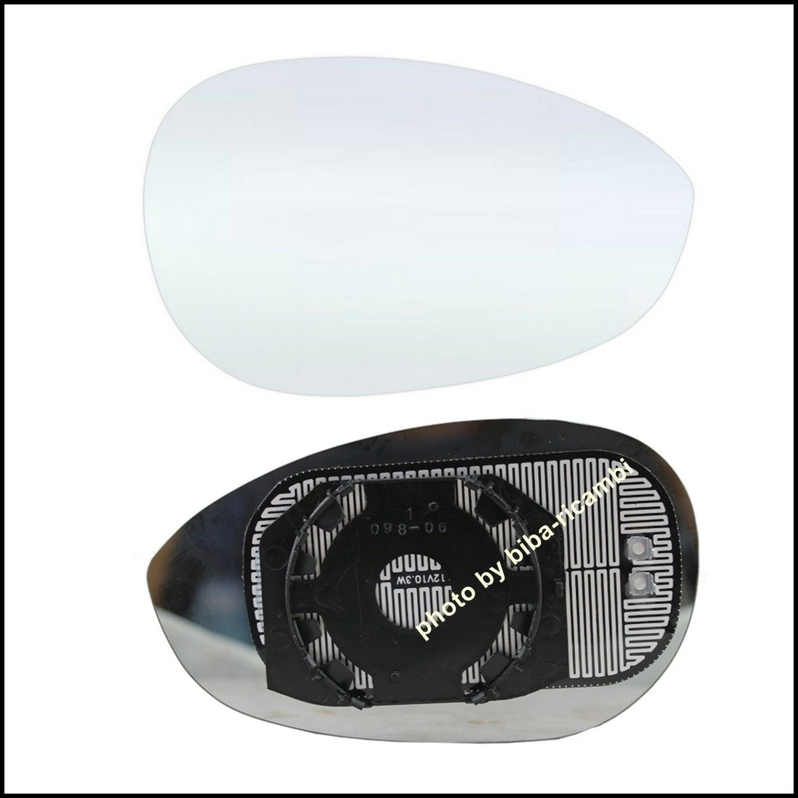 V. Piastra Specchio Retrovisore Completa Di Vetro Termico Lato Dx-Passeggero Per Alfa Romeo 4C (960) dal 2013&gt; BIBA-RICAMBI