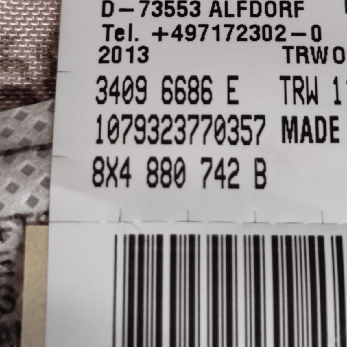 Airbag A Tendina Destro Audi A1 8X 5 Porte COD: 8X4880742B (2010-2018)