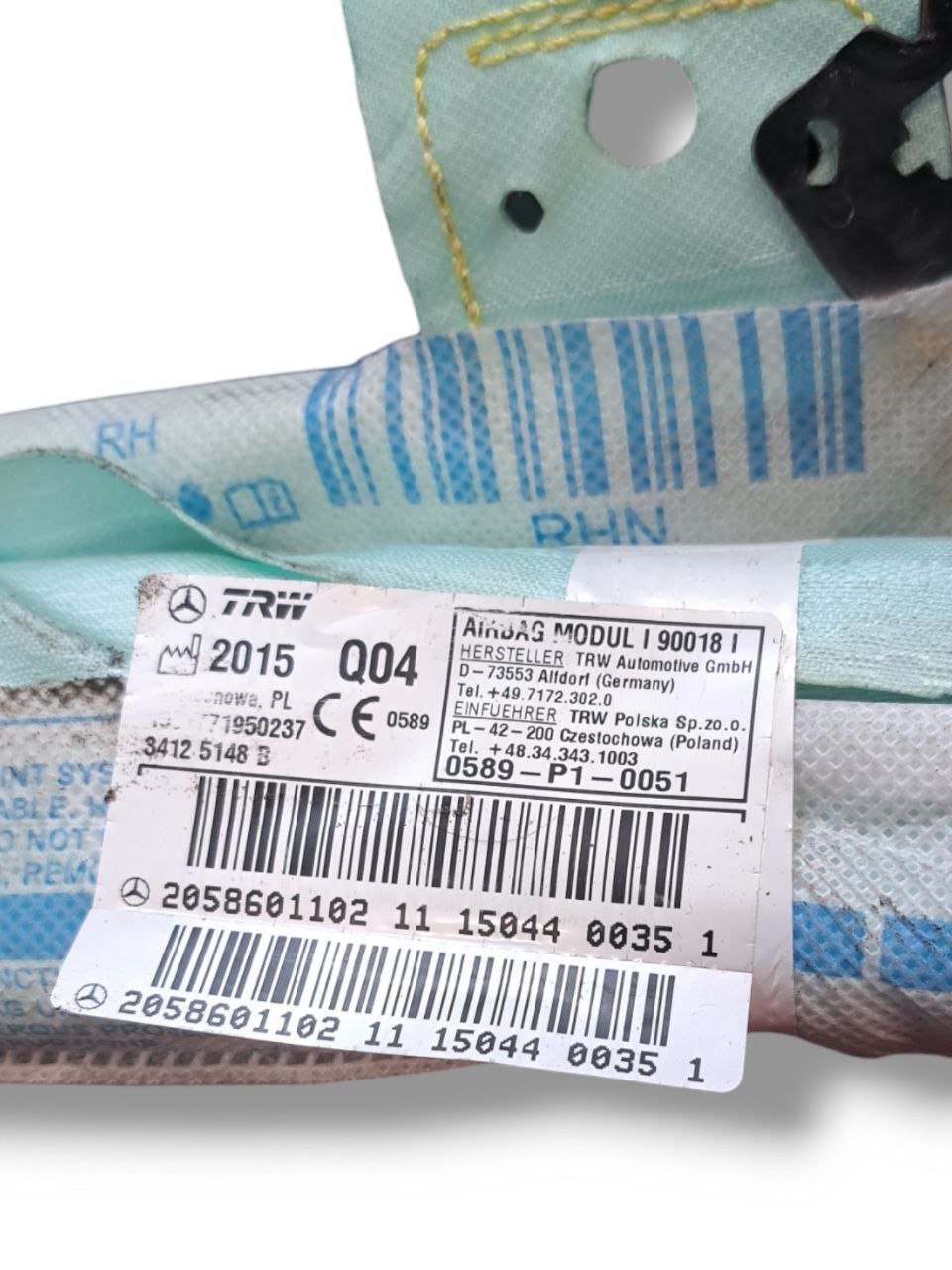 Airbag A Tendina Laterale Destro (dx) Mercedes-Benz Classe C W205 ( 2014 - 2021 )  COD:2058601102