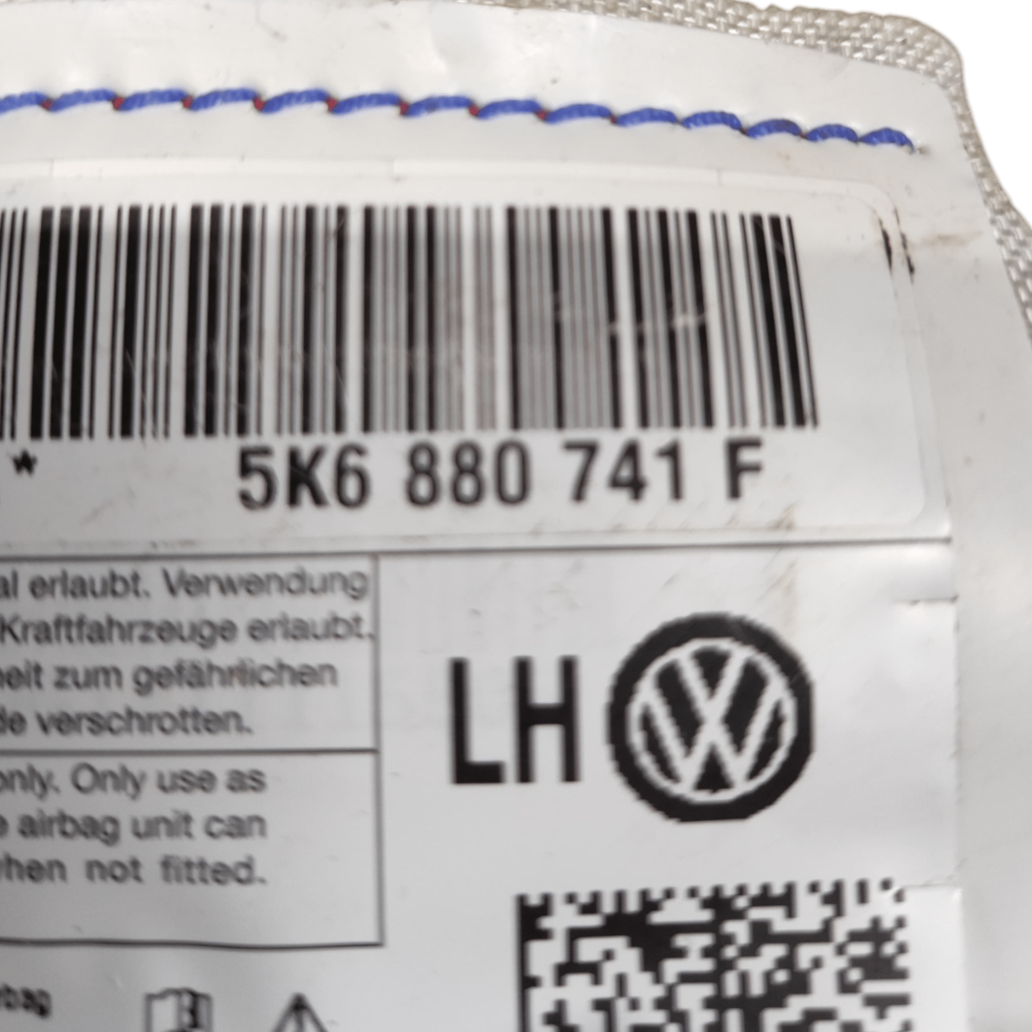 Airbag a Tendina Sinistro Volkswagen Golf VI COD:5K6880741F ( 2008-2012 )