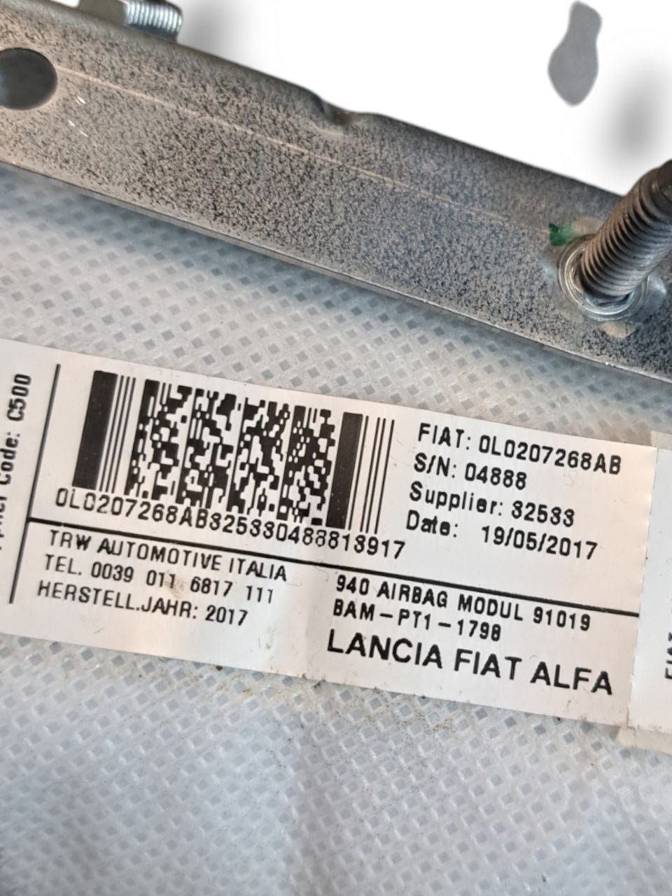 Airbag Sedile destro Alfa Romeo Giulietta (2014) COD:0L0207268AB