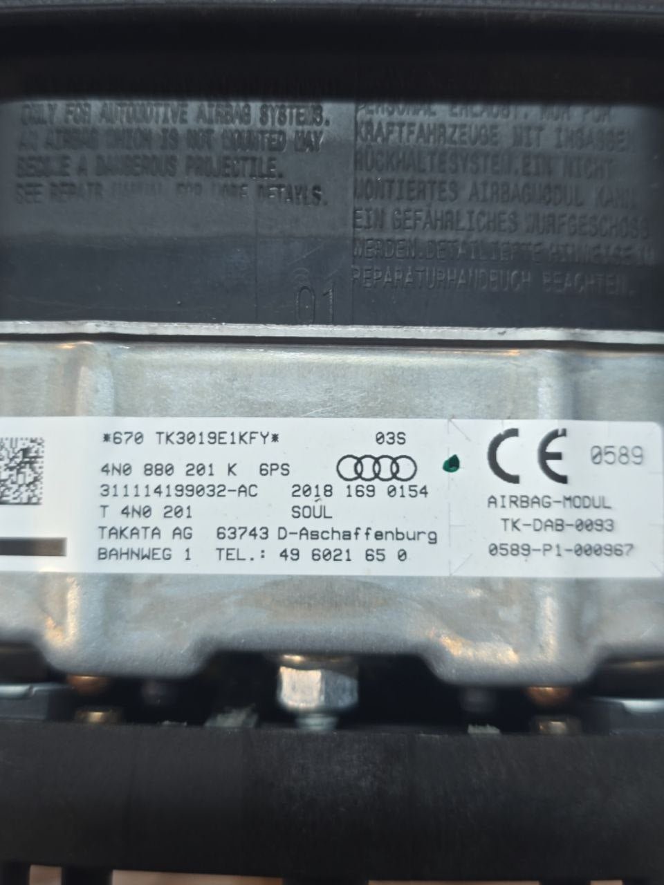 Airbag Volante Audi A7 C8 ( 2017 > ) Cod : 4N0880201K