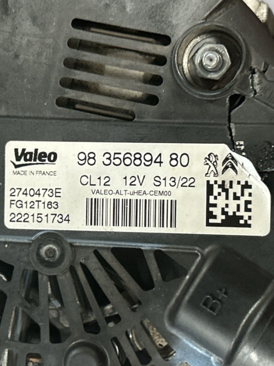 Alternatore Citroen C3 III 1.2 Benzina (2016 > 2023) cod.9835689480