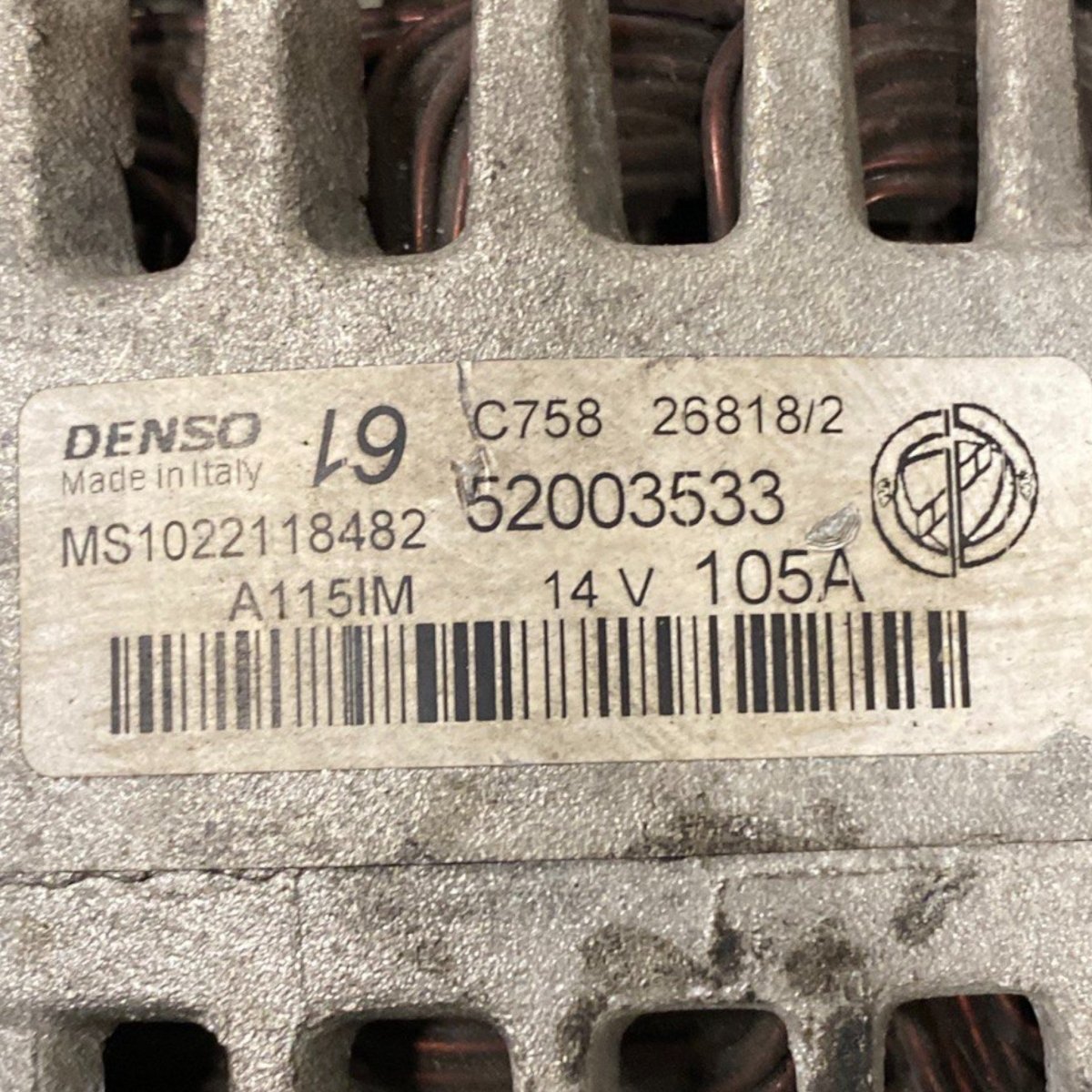 Alternatore fiat 500 1.2 benzina (2007-2015) Cod: 52003533