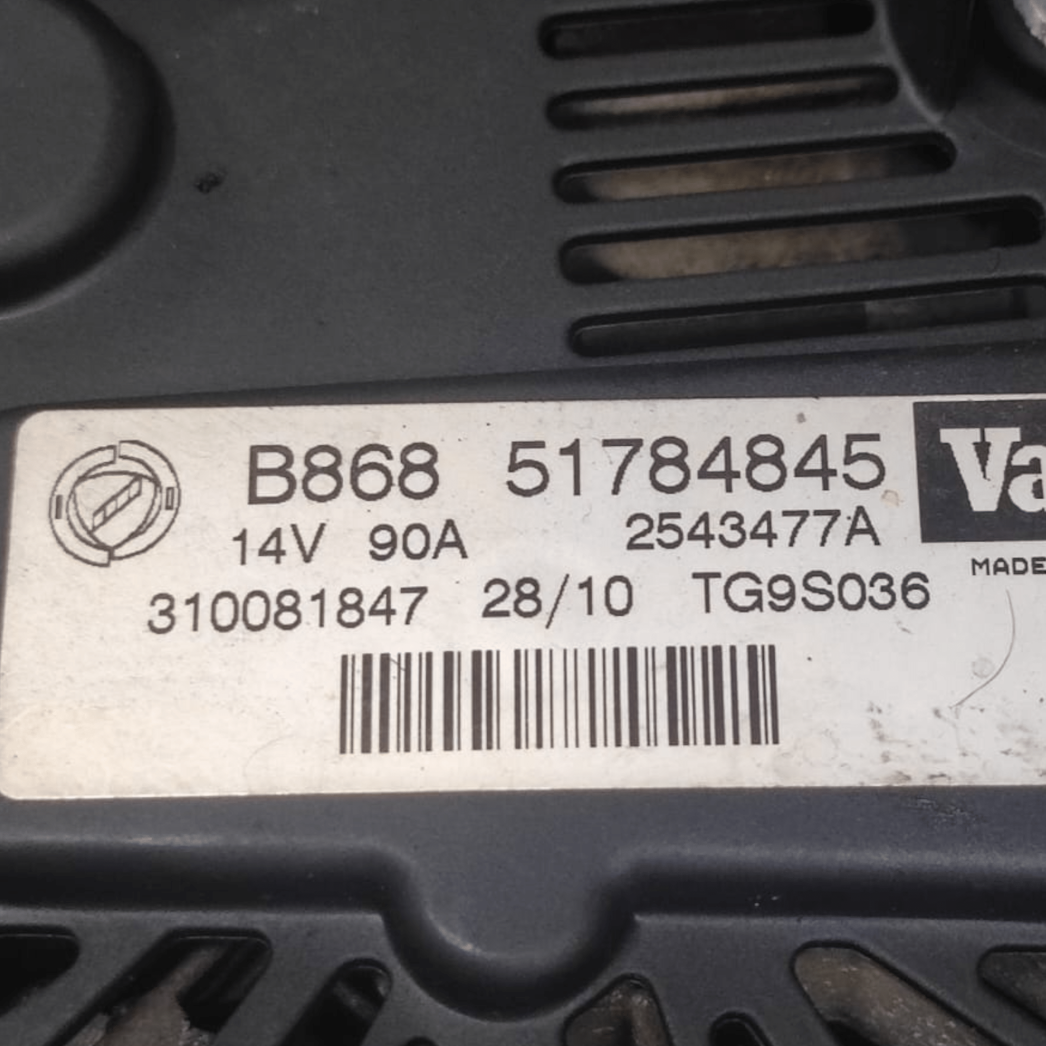 Alternatore Fiat Grande Punto 1.3 Diesel COD: B86851784845 (2005-2012)