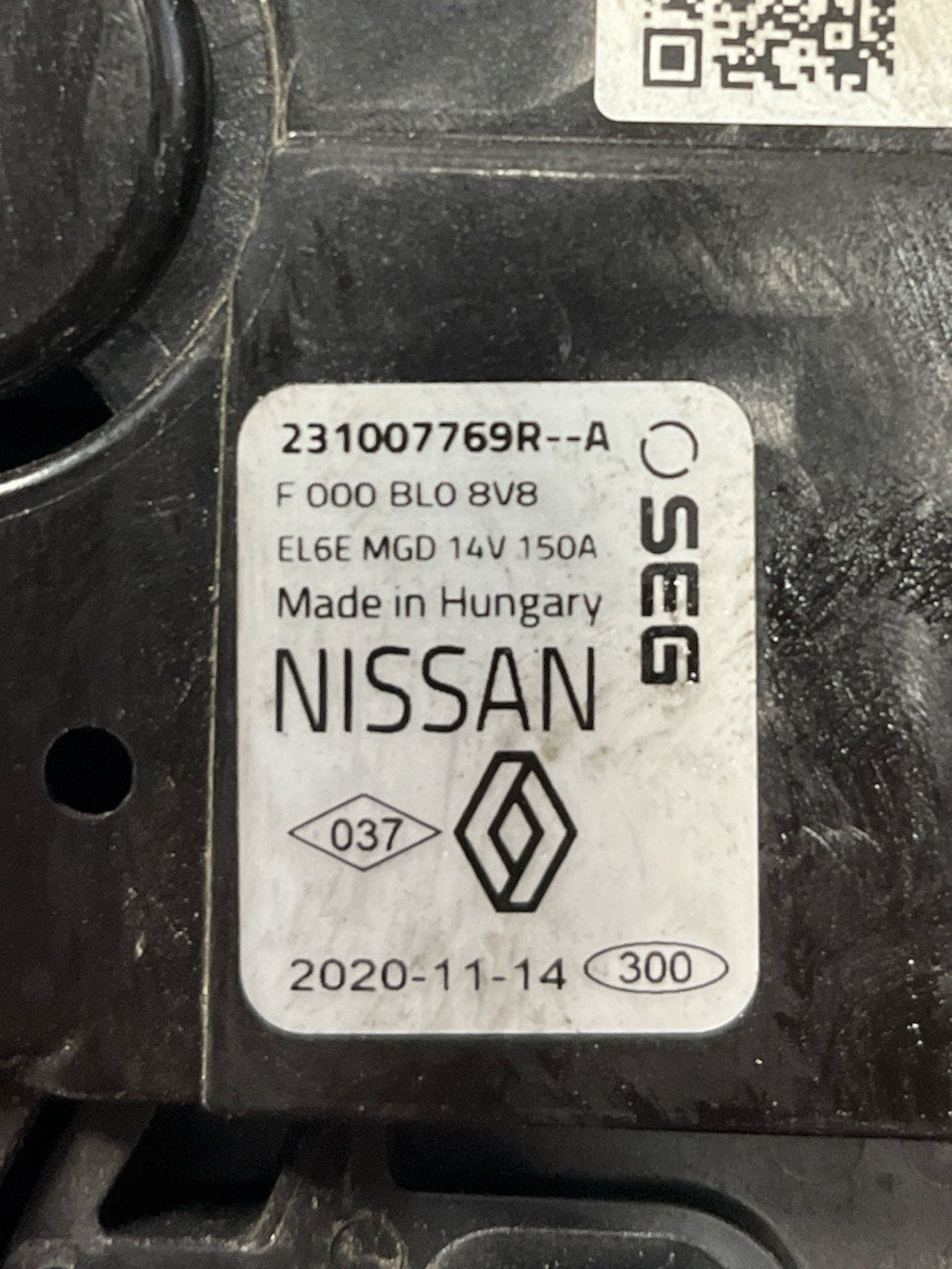 Alternatore Nissan Juke F16 1.0 Benzina (2019>) cod: 231007769R-A