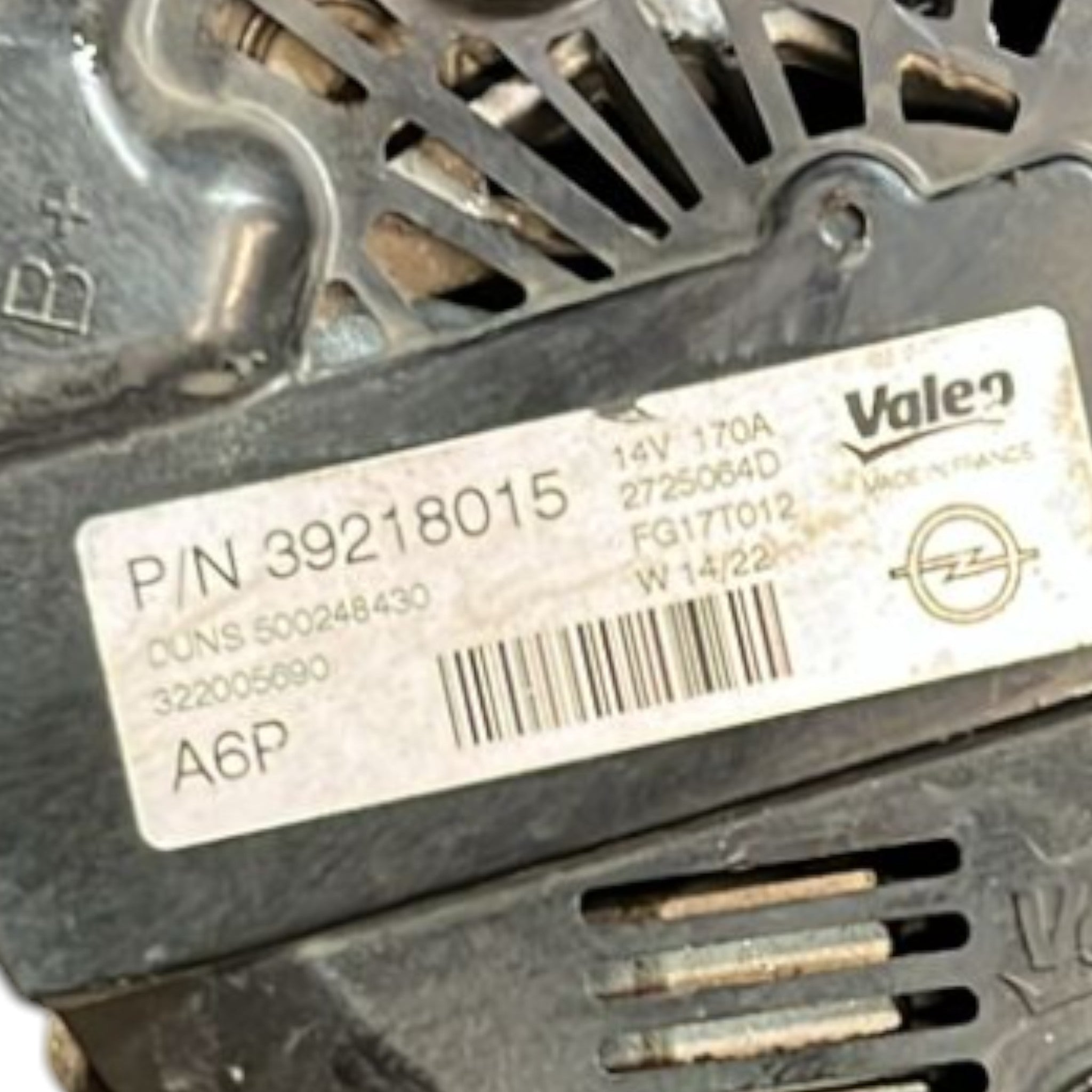 Alternatore Opel Astra K cod:39218015 1.5 Diesel (2015 >2021)