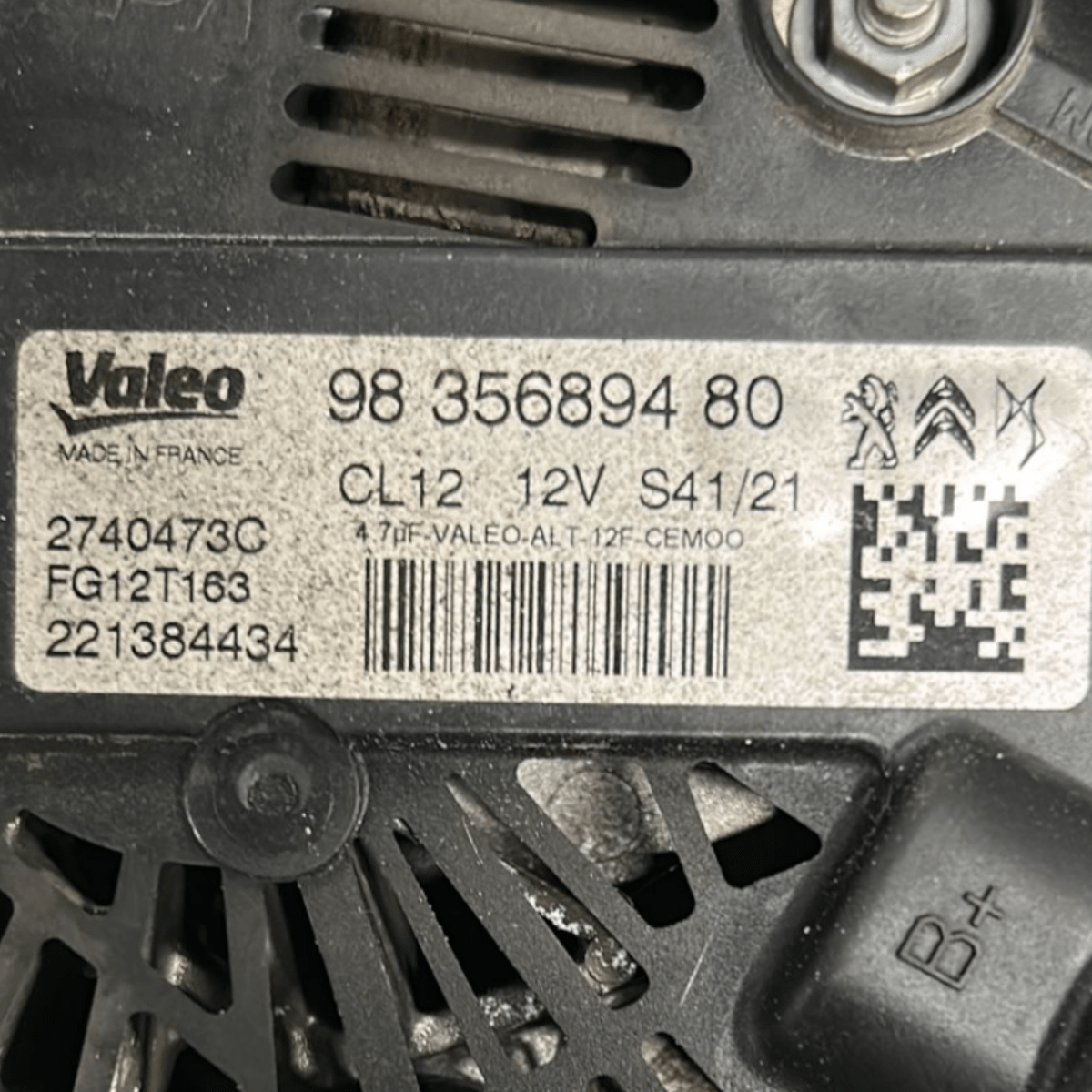 Alternatore peugeot 208 ii 1.2 benzina cod:9835689480 (2019 >)