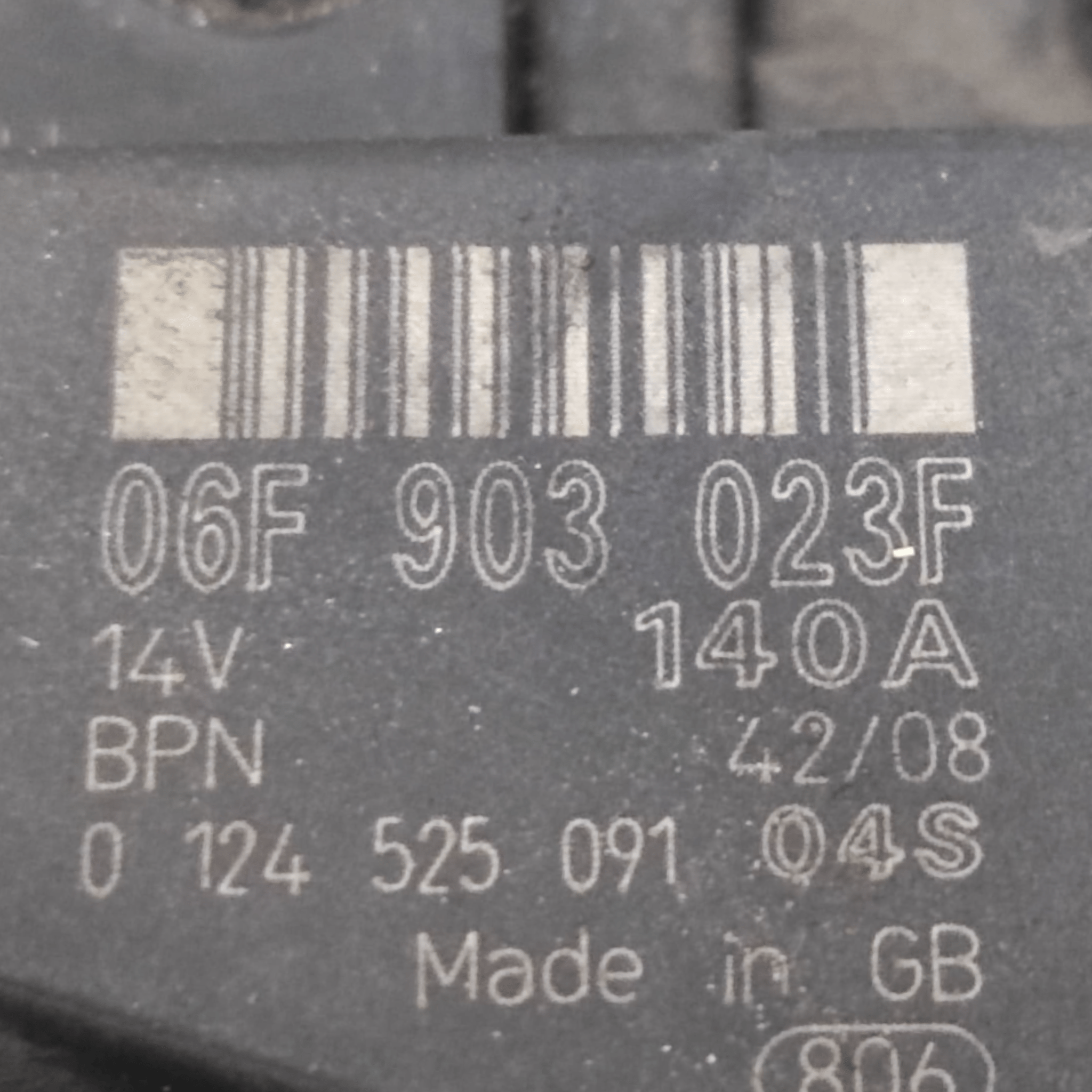 Alternatore Volkswagen Golf VI 2.0 Diesel COD: 06F903023F (2008-2012)