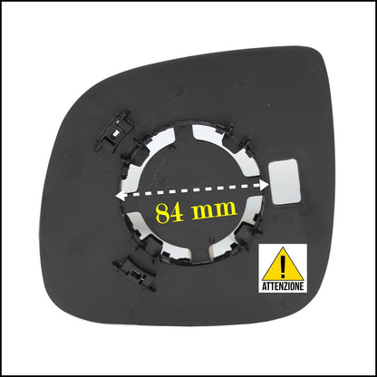 Piastra Retrovisore Termica Asferica Attacco Ø 84 Lato Dx-Passeggero Per Volkswagen Transporter T5 solo dal 10/2009&gt; BIBA-RICAMBI