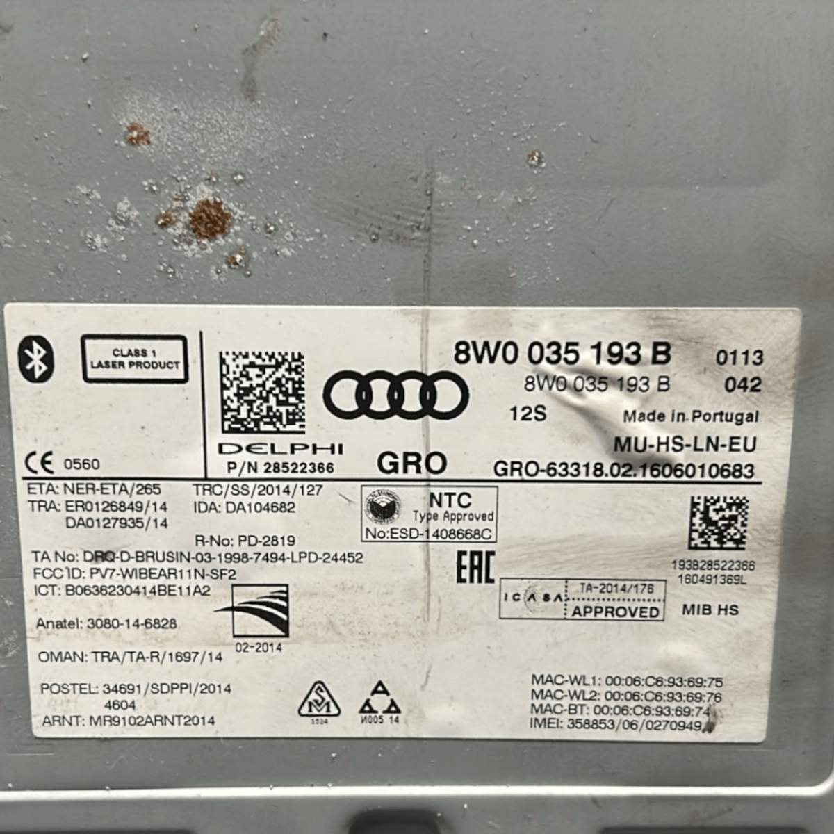 Autoradio / stereo audi a4 b9 cod:8W0035193B (2015 > 2024)