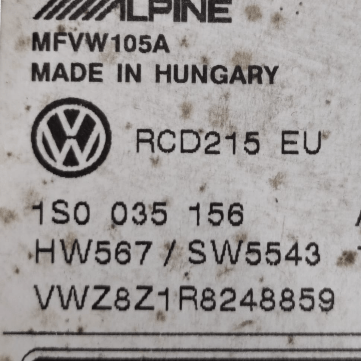 Autoradio volkswagen up cod: 1s0035156 (2011-2024)