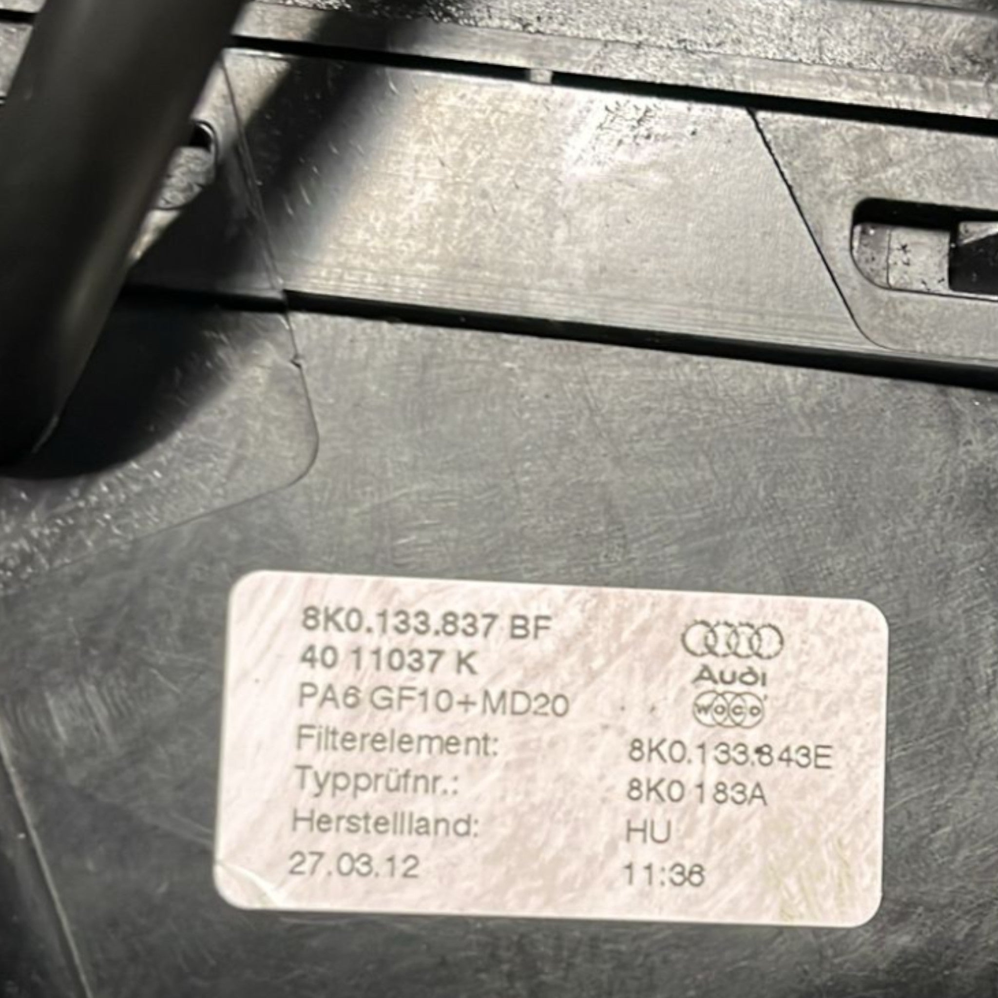 Box Scatola Filtro Audi A4 (B8) cod:8K0133837BF 2.0 Diesel (2007 >2015) + Debimetro cod:0281002956
