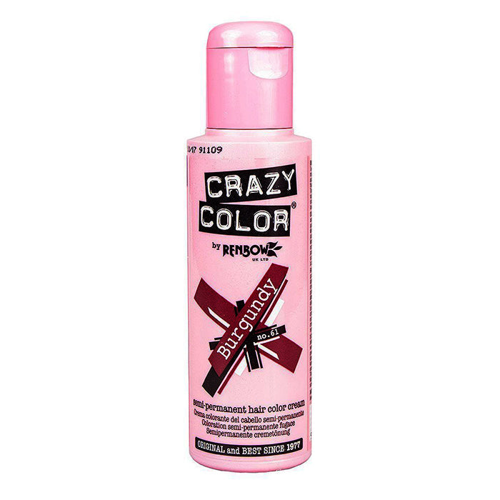 CRAZY COLOR SEMI-PERMANENT HAIR COLOR CREAM BURGUNDY 61 - BIBA-RICAMBI