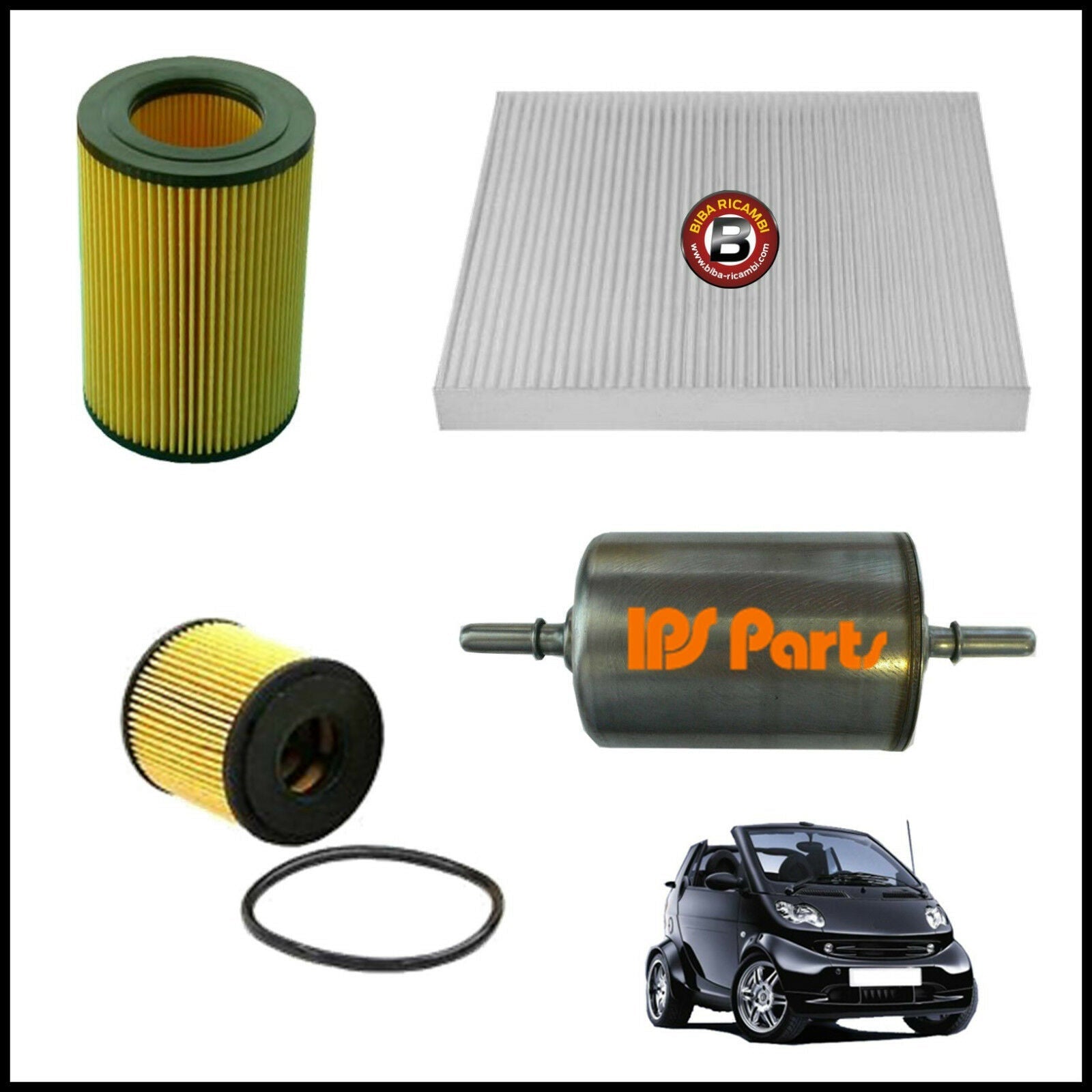 Kit Tagliando Filtri Per Smart Cabrio (450) 0.600 40kw/55cv dal 2000&gt; BIBA-RICAMBI